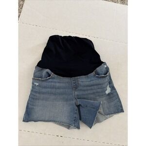 Ingrid & Isabel Maternity Size 10 Over Belly Panel High Rise Midi Jean Shorts